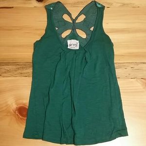 Kirra Butterfly Sequin Cutout Back Tank Top